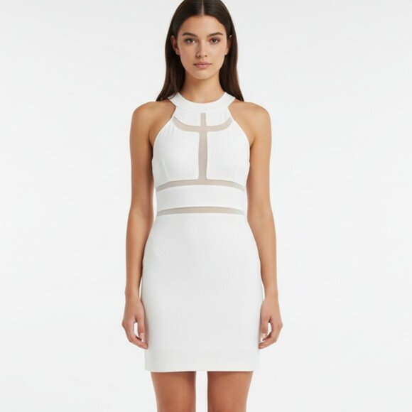 Guess White Sleeveless Cutout Panel Mini Dress XS - Picture 1 of 12